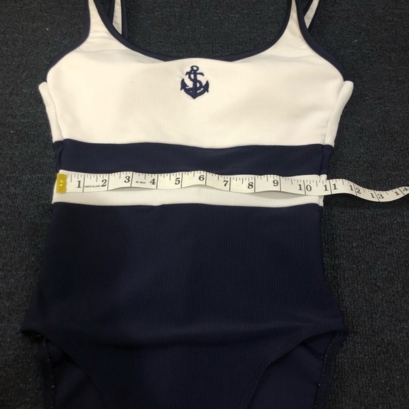 Baltex White & Navy Blue Sailor Padded One Piece Swimsuit Size 8 - Picture 6 of 6